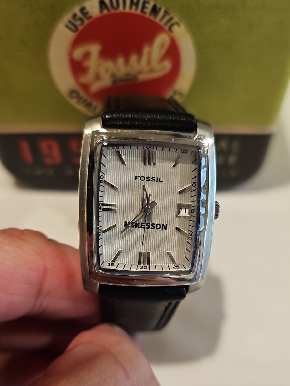Rare Fossil x McKesson Watch - Black Leather Band/Silver Face - New/Unused